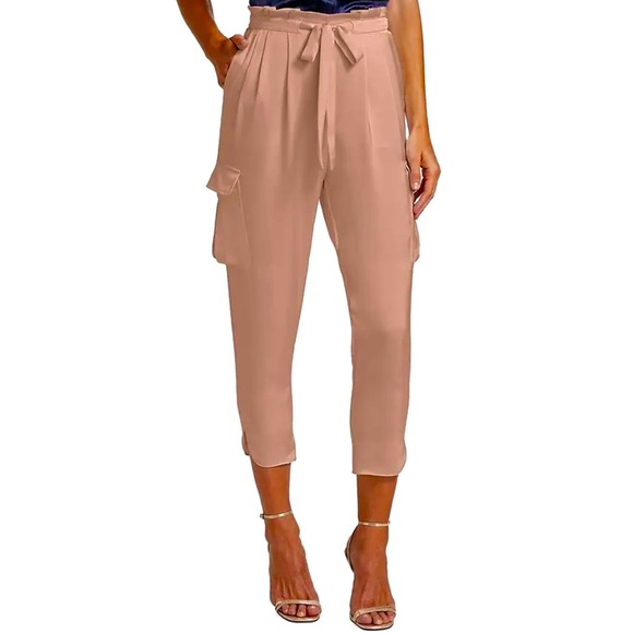 NEW RAMY BROOK PINK SATIN PANTS - Picture 1 of 9